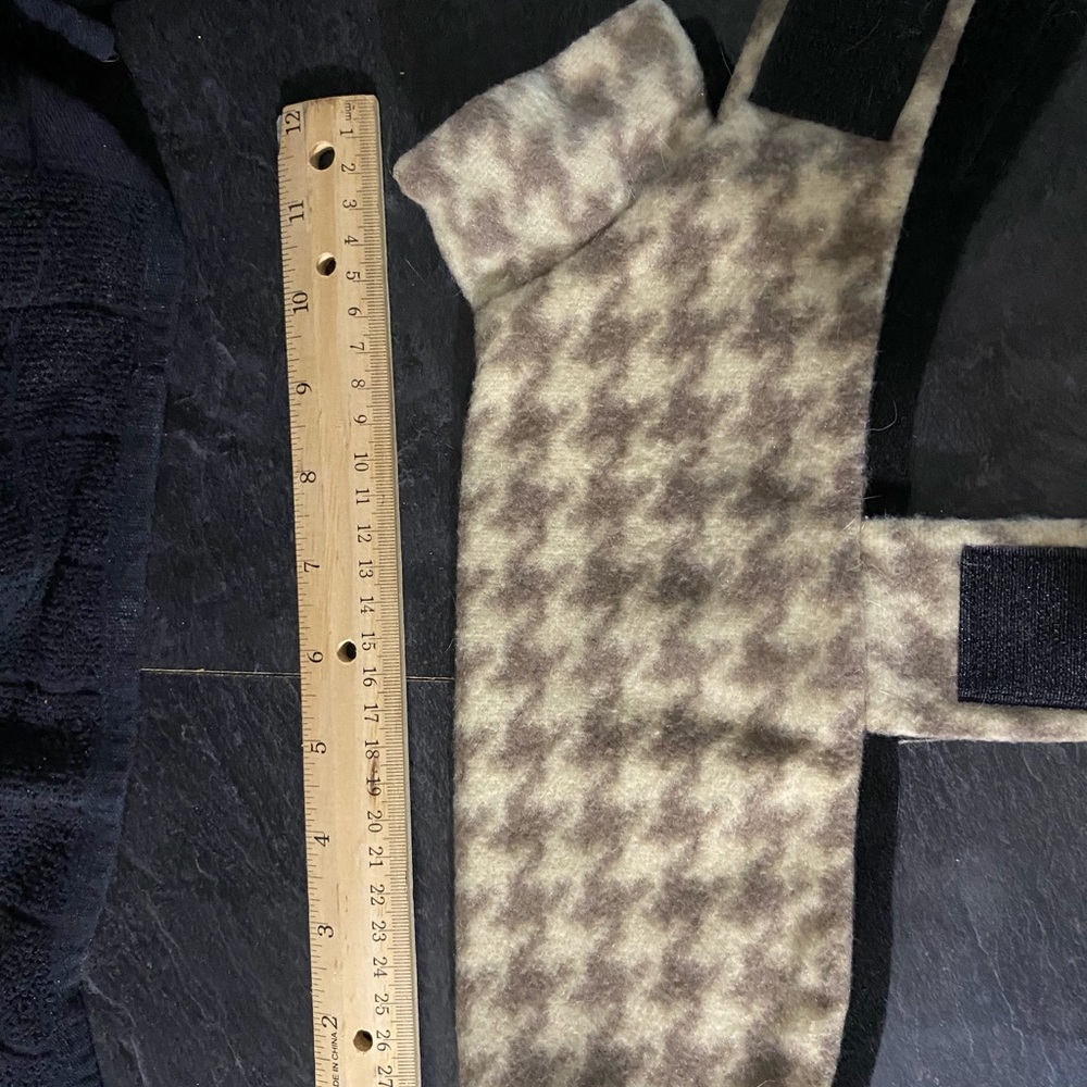 Houndstooth Wool Blend Dog Coat - Taupe & Cream